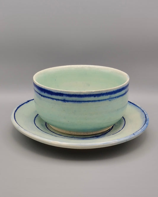 Blurred Lines Bowl and Saucer