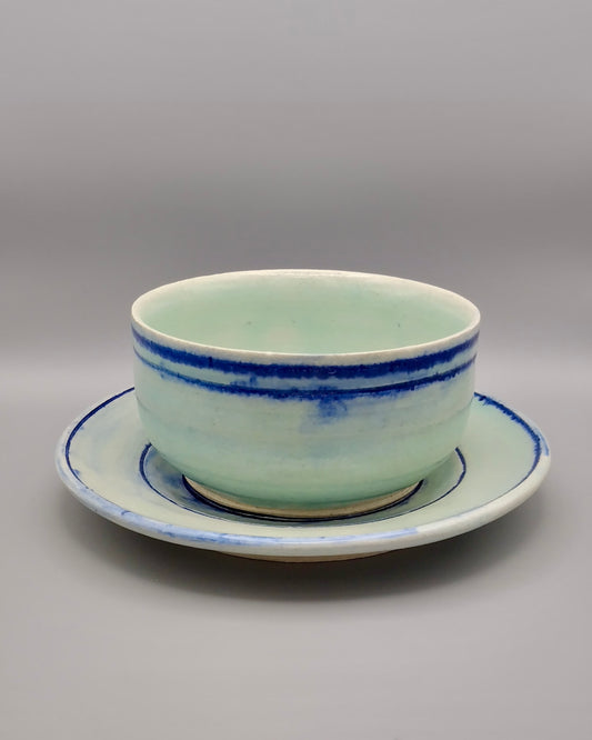 Blurred Lines Bowl and Saucer