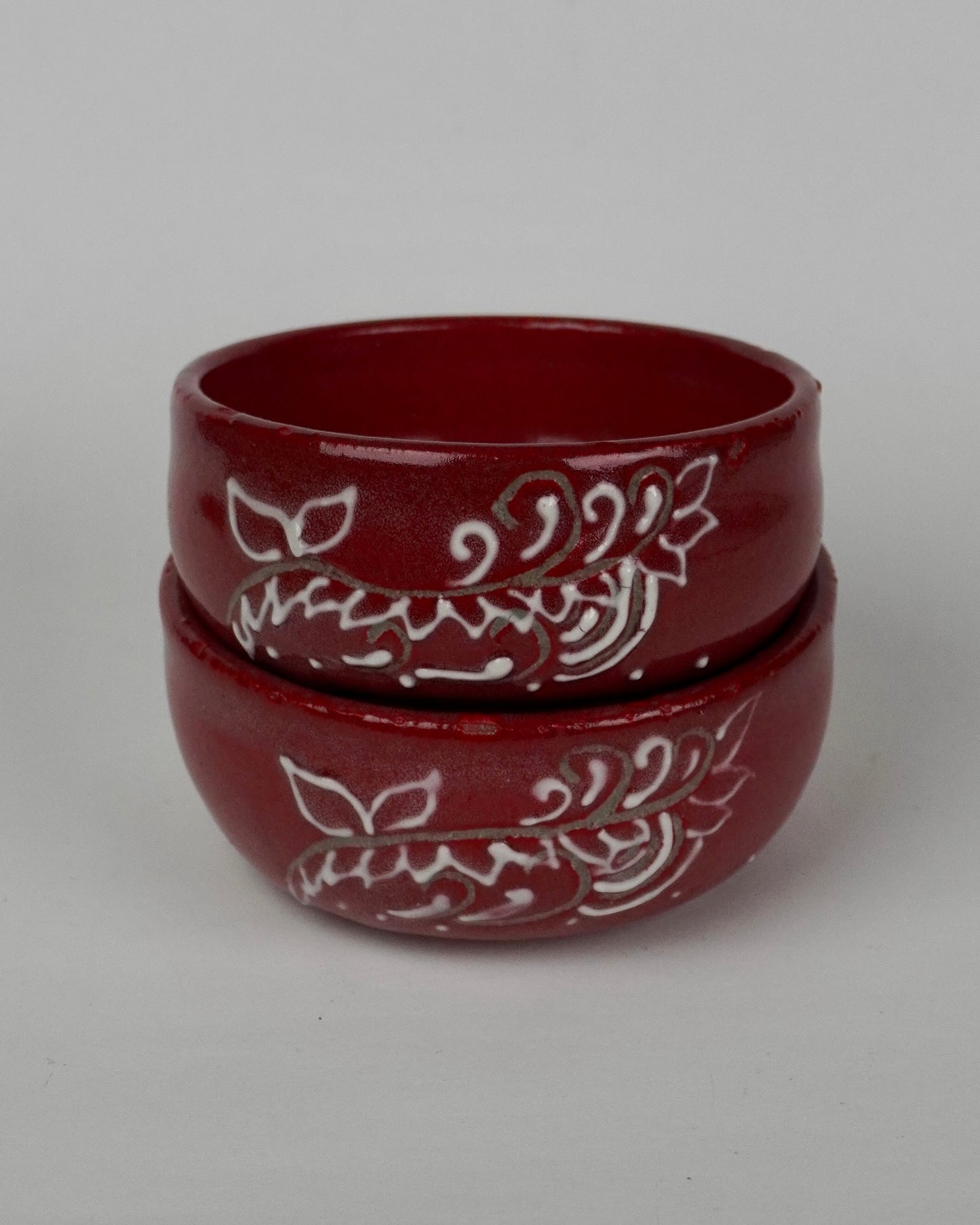 Floral Red Bowls (Set of 2)