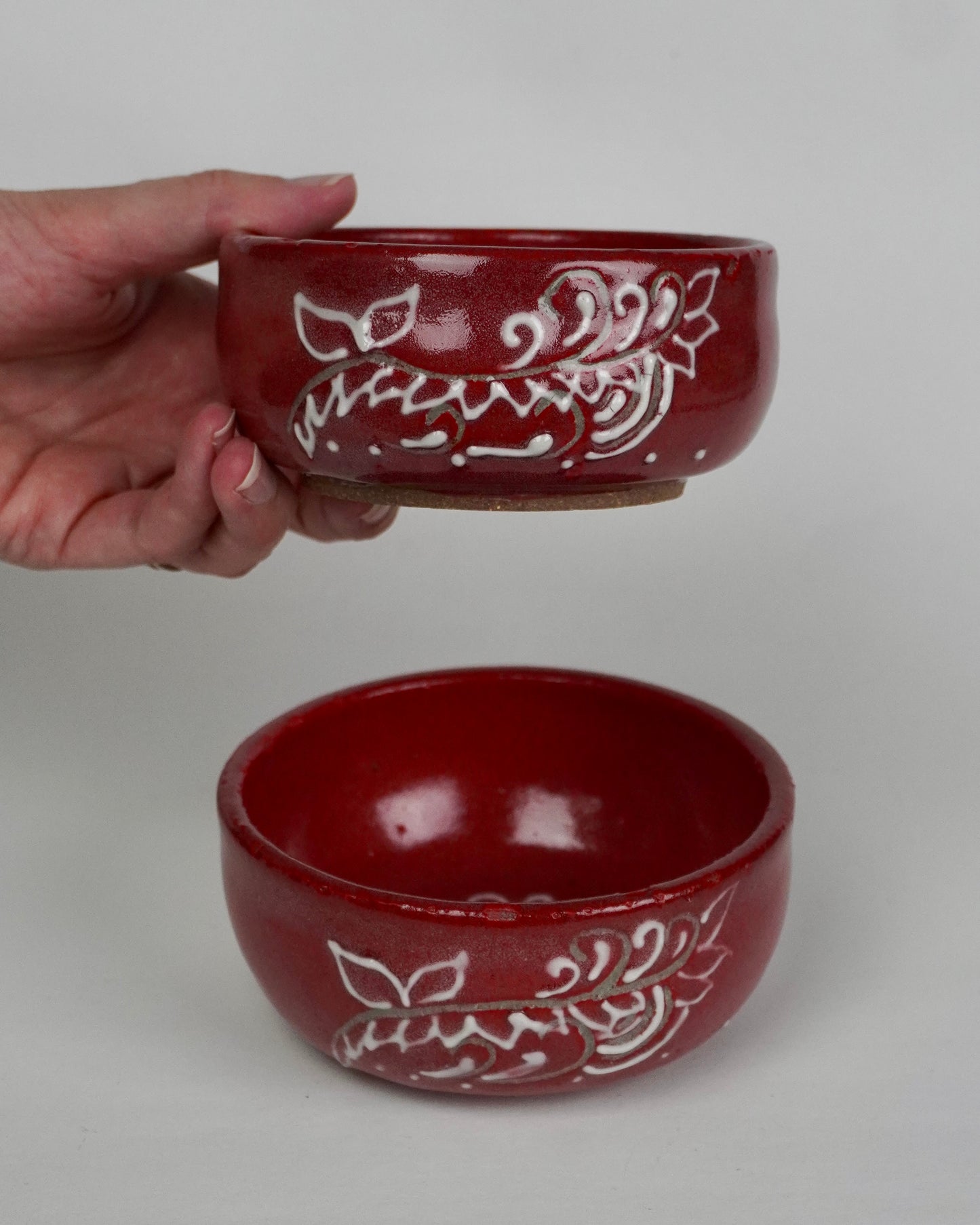 Floral Red Bowls (Set of 2)