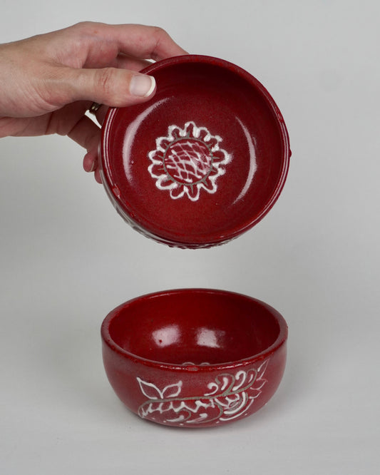 Floral Red Bowls (Set of 2)