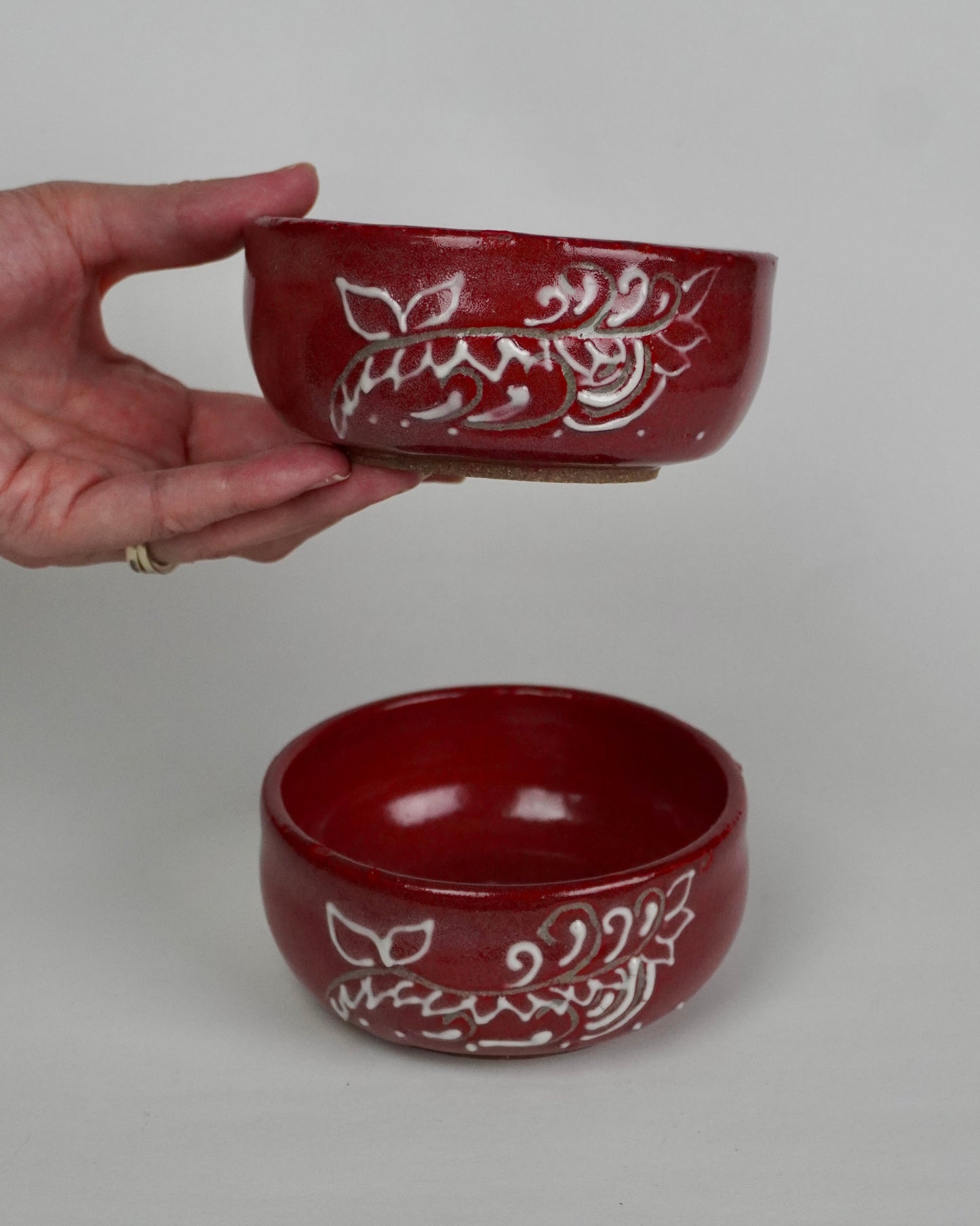 Floral Red Bowls (Set of 2)